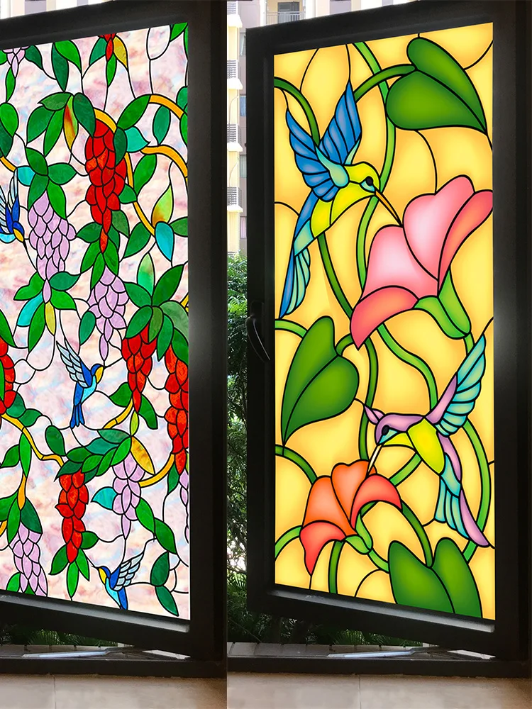 Wholesale European style anti glare transparent opaque colored glass electrostatic film window stickers for bathroom bathroom