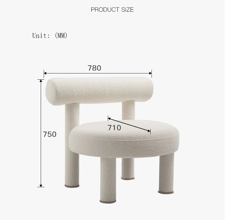 Современный дизайн мебель для гостиной имитация овечьей шерсти белый стул отдыха акцент одноместный диван