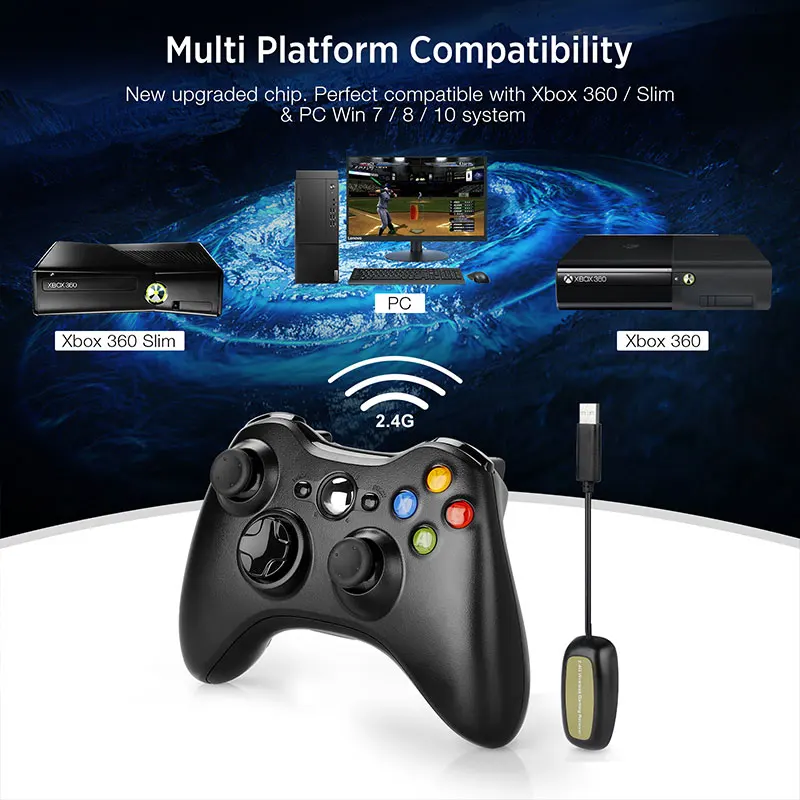 Manette pas cher Control branco mando do x box 360 джойстик для ПК контроллер с приемником 2 4G xbox