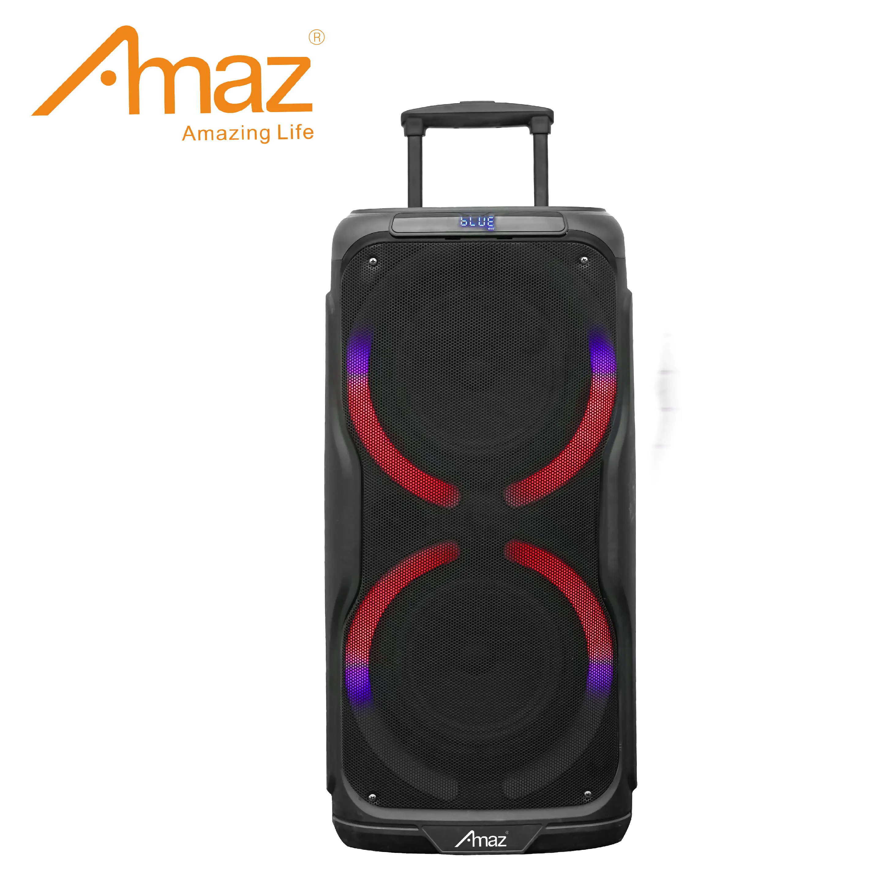 Digital ECHO for karaoke Dual 8'inch Trolley Speaker Party Speaker with 6 effects of LED light colorful coircle light