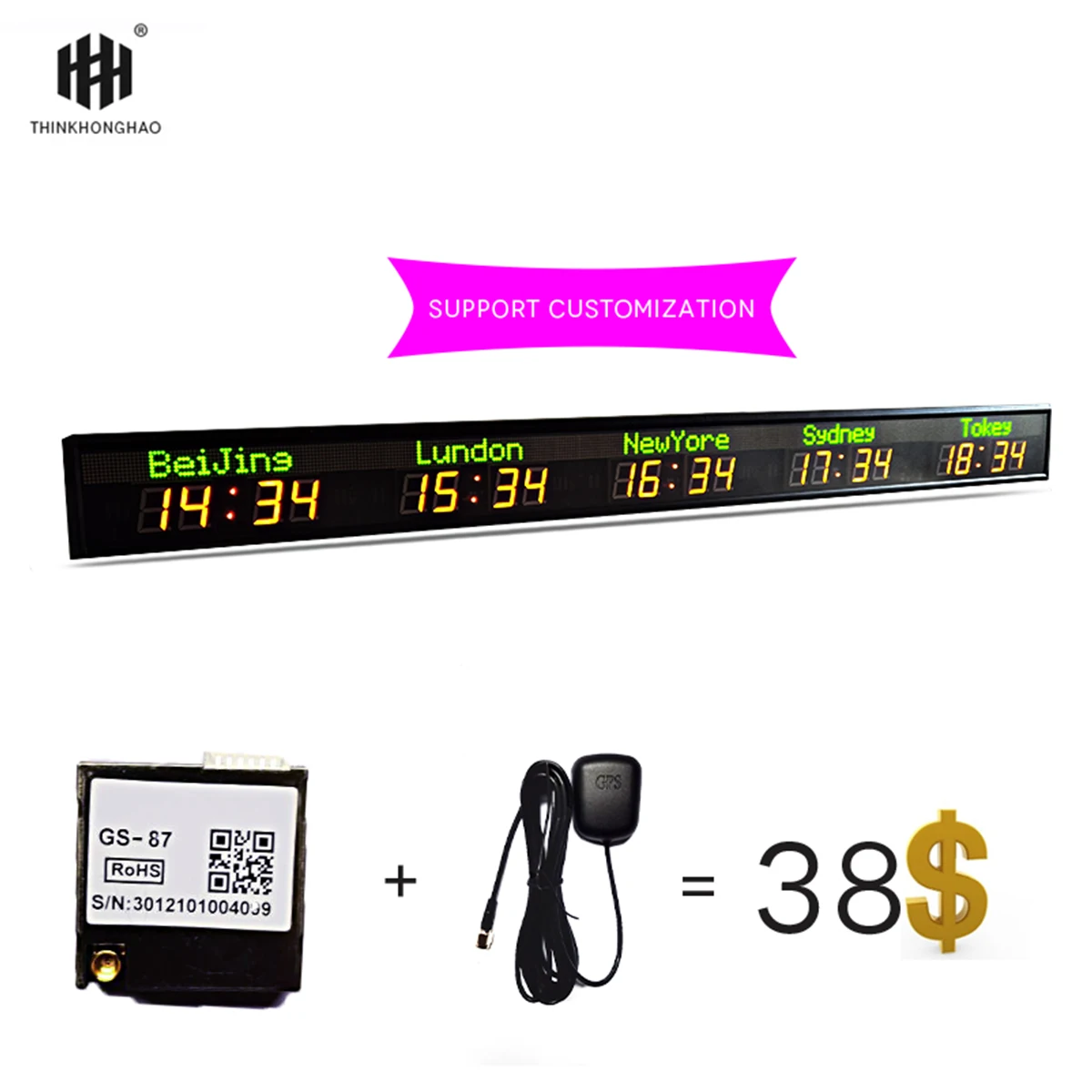 Zhong Xiaoxiao Brand 5 time zone clock Led Large Wall multi zone clock wall mounted world time zone wall clock