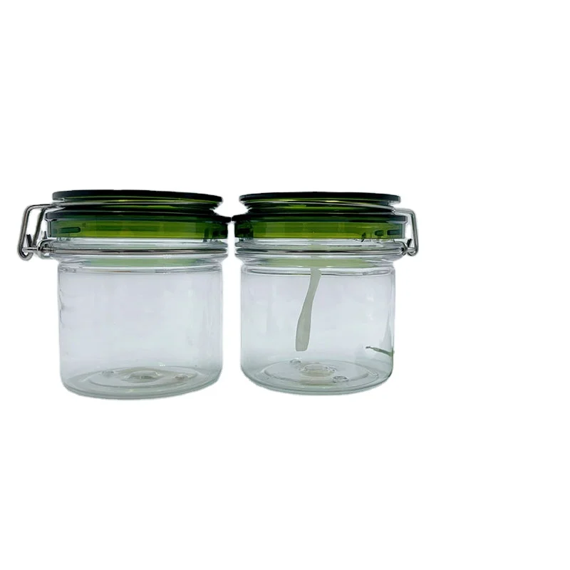 empty clear 200ml 6.5oz round airtight plastic metal sealed kilner jar for cosmetic cream