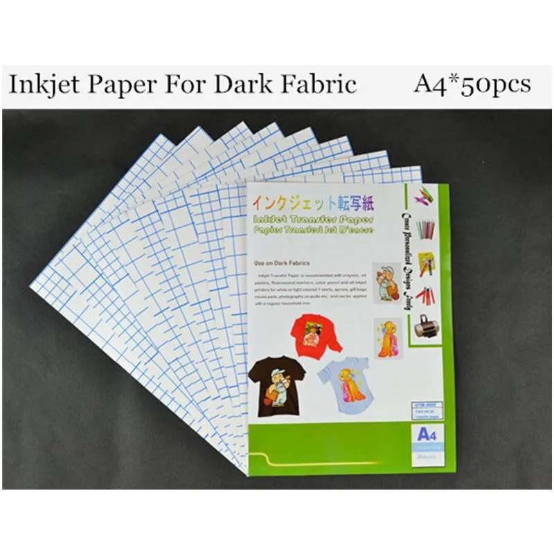(A4*50pcs) Dark Iron on Inkjet Heat Transfer Paper For Cotton Tshirts Thermal Transfer Papel For Dark and Light Fabrics