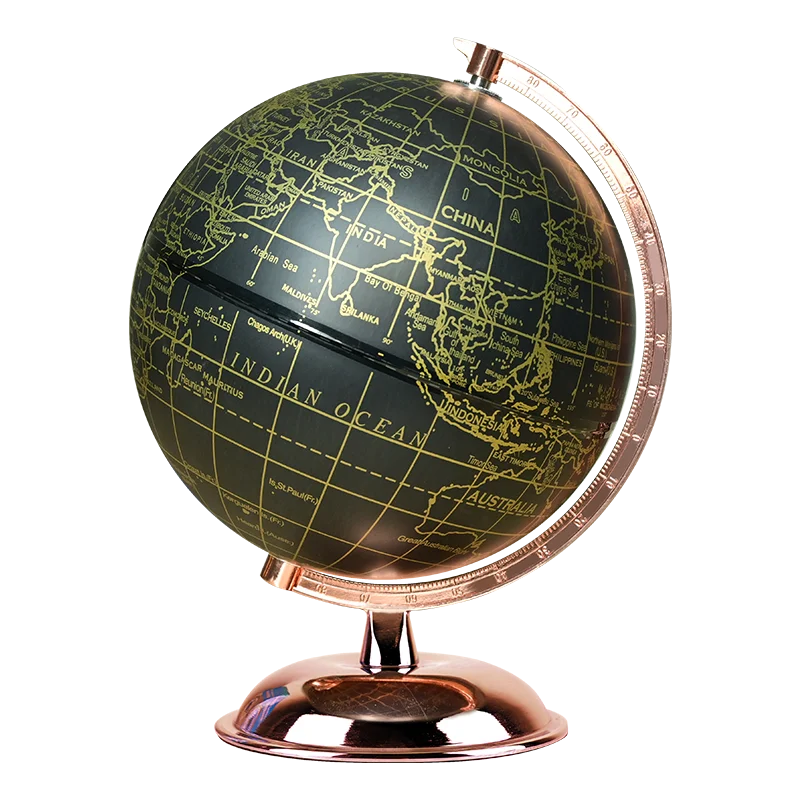20cm 8 Inch rotating kids children teaching education home office decor black gold earth globe decorative world map globe