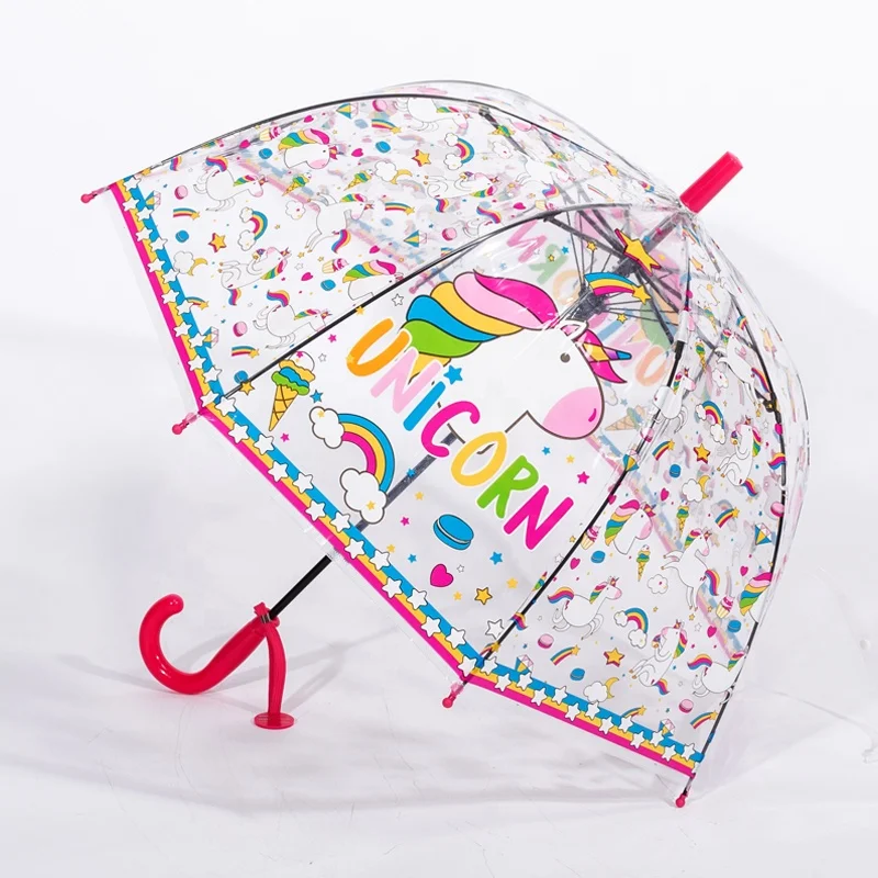 RST cartoon unicorn printed colorful small children umbrellas for school students half-auto kids umbrellas for christmas gifts