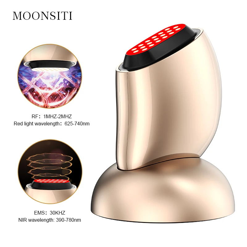 Ems and RF Gold Dot Matrix Wrinkle Removal Beauty Instrument Face Lifting Device Collagen Facia lmassage Skin Tightening Tool