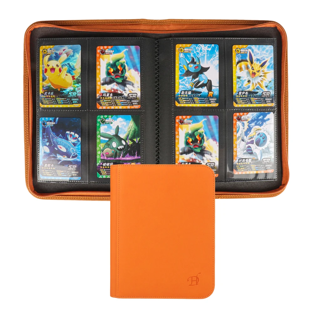 Custom PU Leather 4 Pocket Card Binder Protection Album For Standard Cards MTG Yugioh Game Zippered Trading Game Card Binder