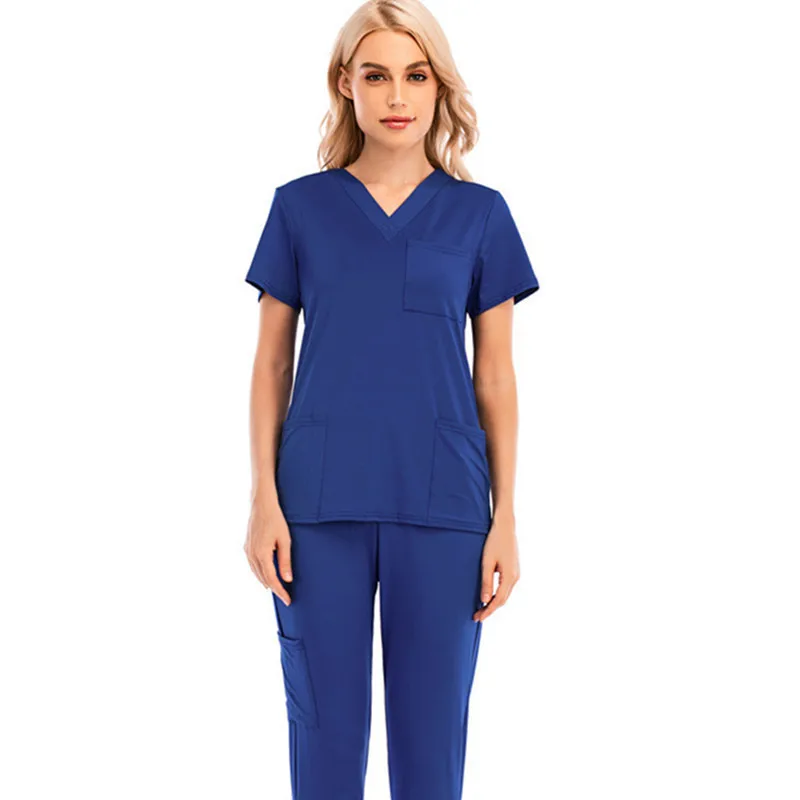 2024 white unisex customizable black polyester spandex hospital medical scrubs uniform nurse sets