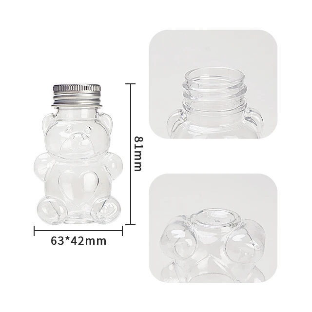 Hot Sale Container Candle Container Cute Teddy Bear Packaging Honey Jam Airtight Plastic Food Jar 60ml