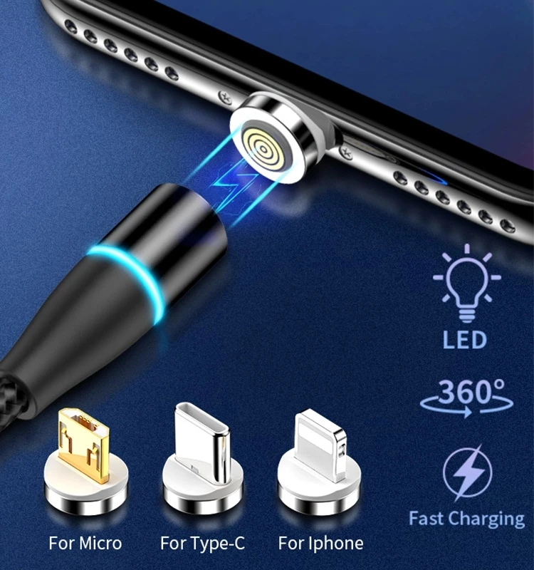 
China high quality magnetic data cable Android fast charging line New blind suction creative charging line 