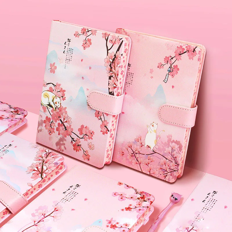 Office Supplies Classical Agenda Journal Dairy Book Sakura Notebook Custom A5 Leather Paper Eco-friendly Hardcover Cute Notebook