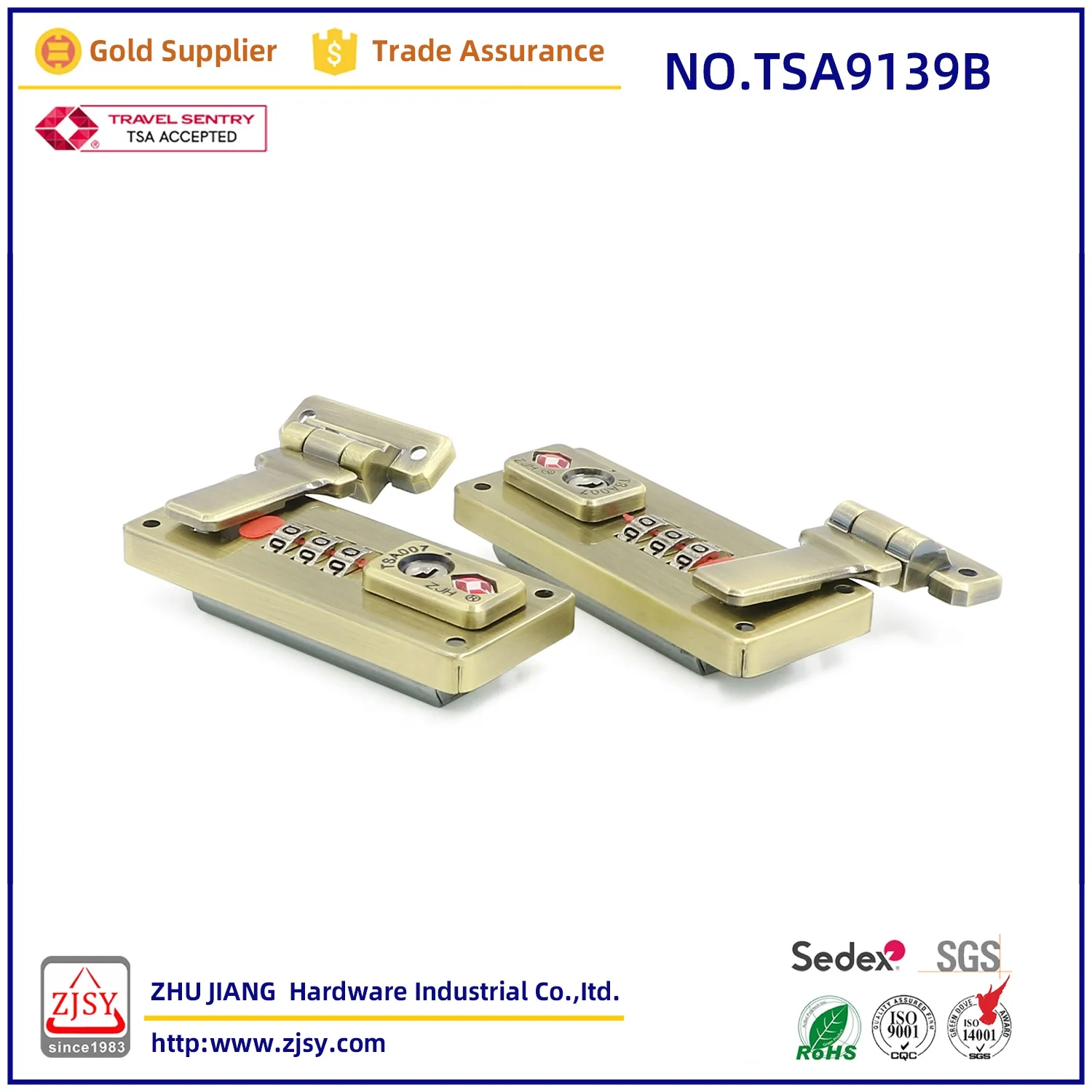 TSA9139B High Quality Suitcase Metal Latch Accessories 3-Digit Combination Code TSA007 Customs Luggage Lock