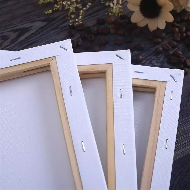 Art supplier 16*20 in pure cotton paulownia wood back staple blank stretched canvas paintings