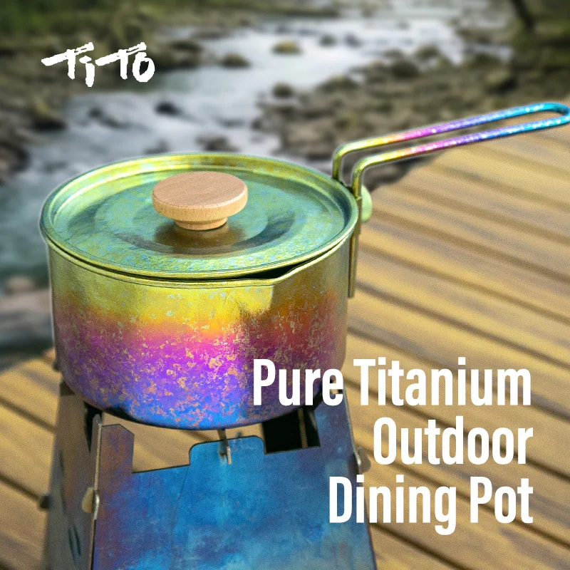 TiTo Ultralight Cookware 1000ML Titanium Camping Pot