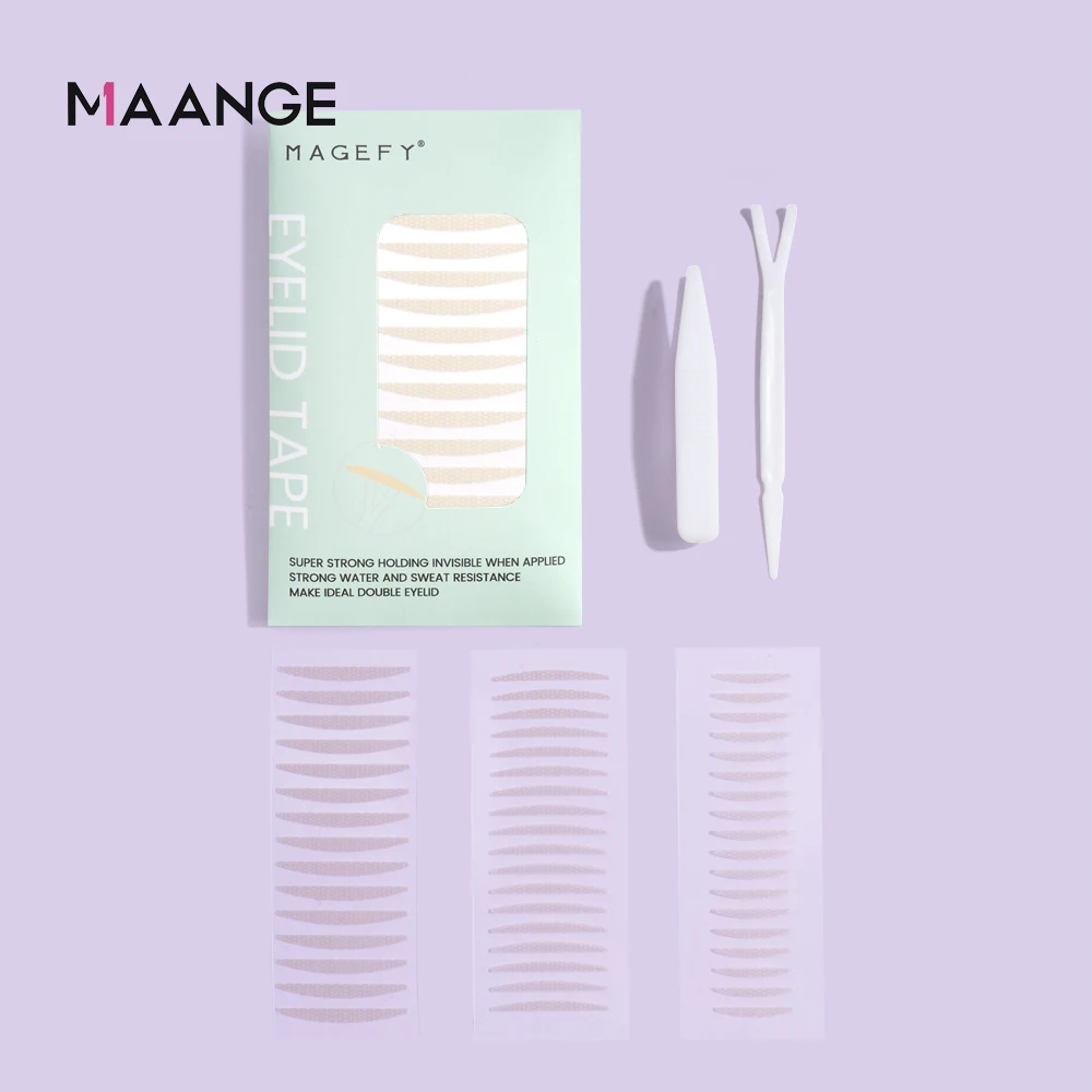 Maange OEM double eyelid stickers tweezers high quality invisible waterproof mesh Single-sided eyelid tape