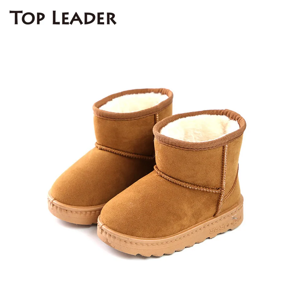 Top Leader 2020 Winter New Kids Shoes Snow Boots Solid Color Classic Children Boys & Girls Middle Tube Warm And Cotton Shoes