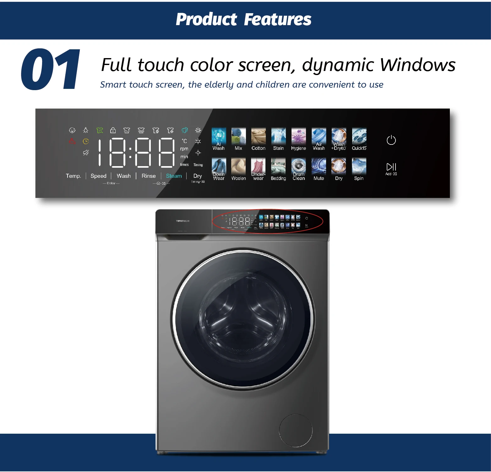 China Manufacture Full Automatic Single Drum Washers 12KG Built in Home Front Load Washing Machine