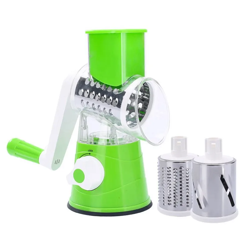 stainless steel hand rotary food roller vegetable cutter cheese shredder cheese grater machine with container handle