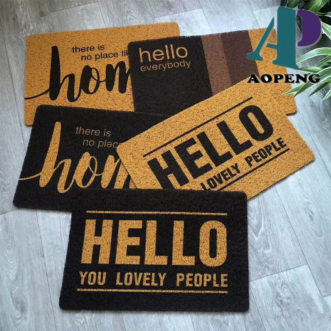PVC Coco Coir Doormat with Heavy-duty Front Welcome Entrance Door Mats High Traffic Areas Shoe Rugs for Indoor Outdoor Adult