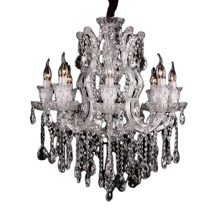 8 огней серебряный корпус прозрачный кристалл европейская роскошная свеча люстра