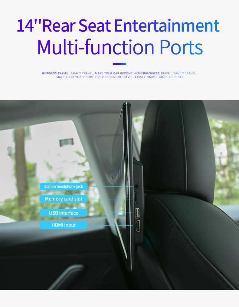 Good quality 14 inch super slim car headrest monitor portable TV digital Android monitor