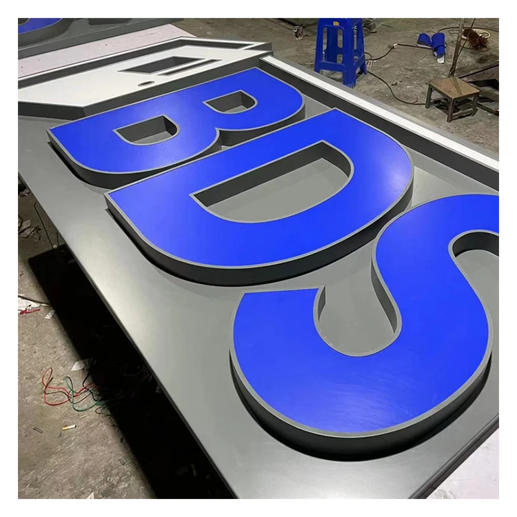 Custom Store Lighted Facade Sign Shop Front 3D Face Illuminated Letters And Logo With Back Panel