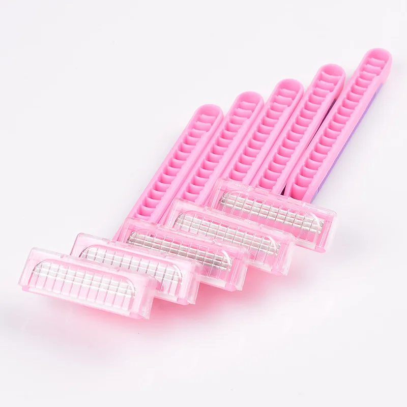 3 blades disposable recycled plastic and rubber handle female lady women disposable shaving razor