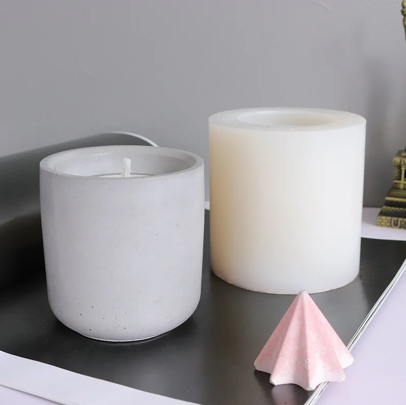 SZ322 Handmade Cylinder Candlestick Candle Jar Silicone Mold DIY Concrete Flowerpot Silicone Mold