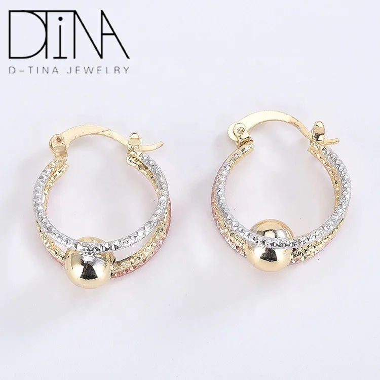 
Simple three-layer thick three-color gold-plated hoop earrings 