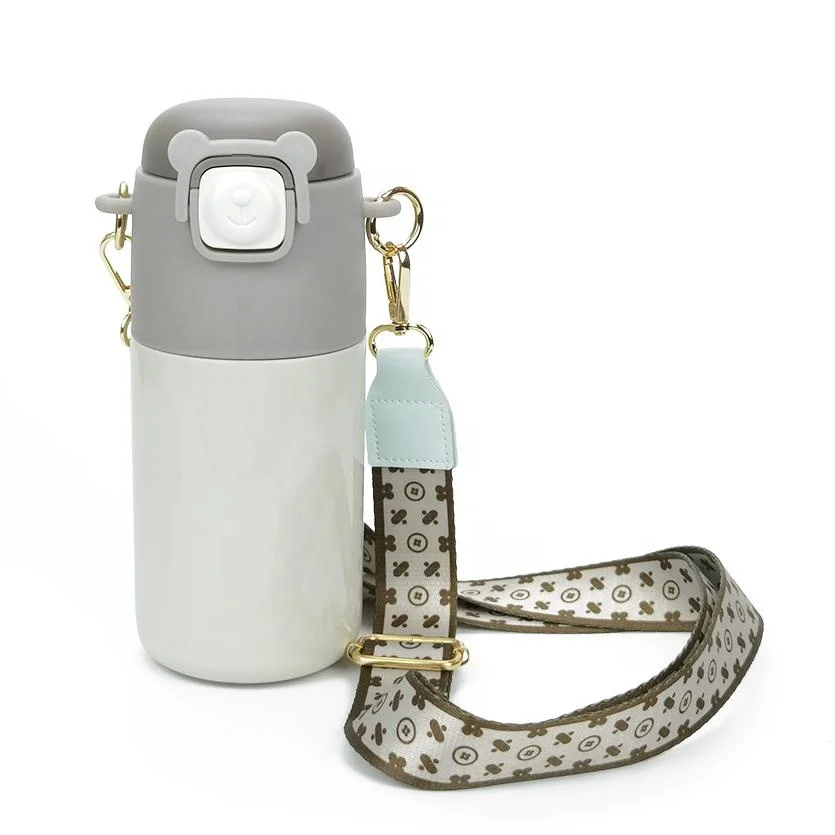Factory Wholesale Cute 316 Stainless Steel Thermal Insulation Children Thermos Kid Travel Water Bottle with Two Lid&Rope