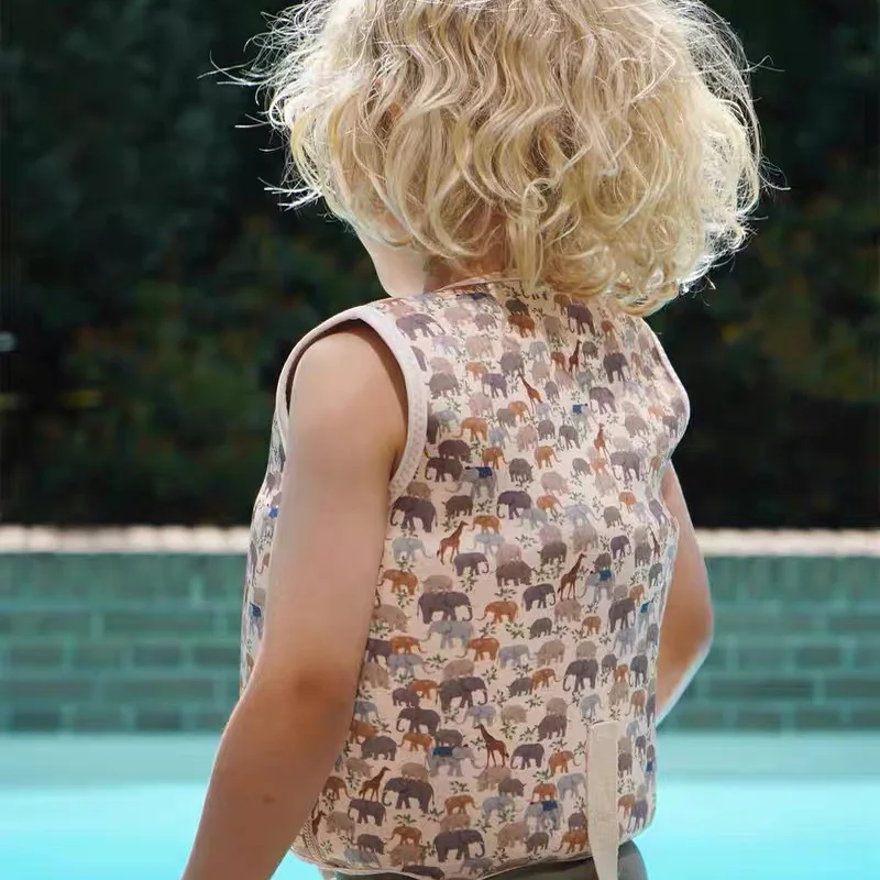 Customized Neoprene Kids Swim Vest Assisted Buoyancy Swimsuit with Cartoon Pattern Sunscreen Rash Guards