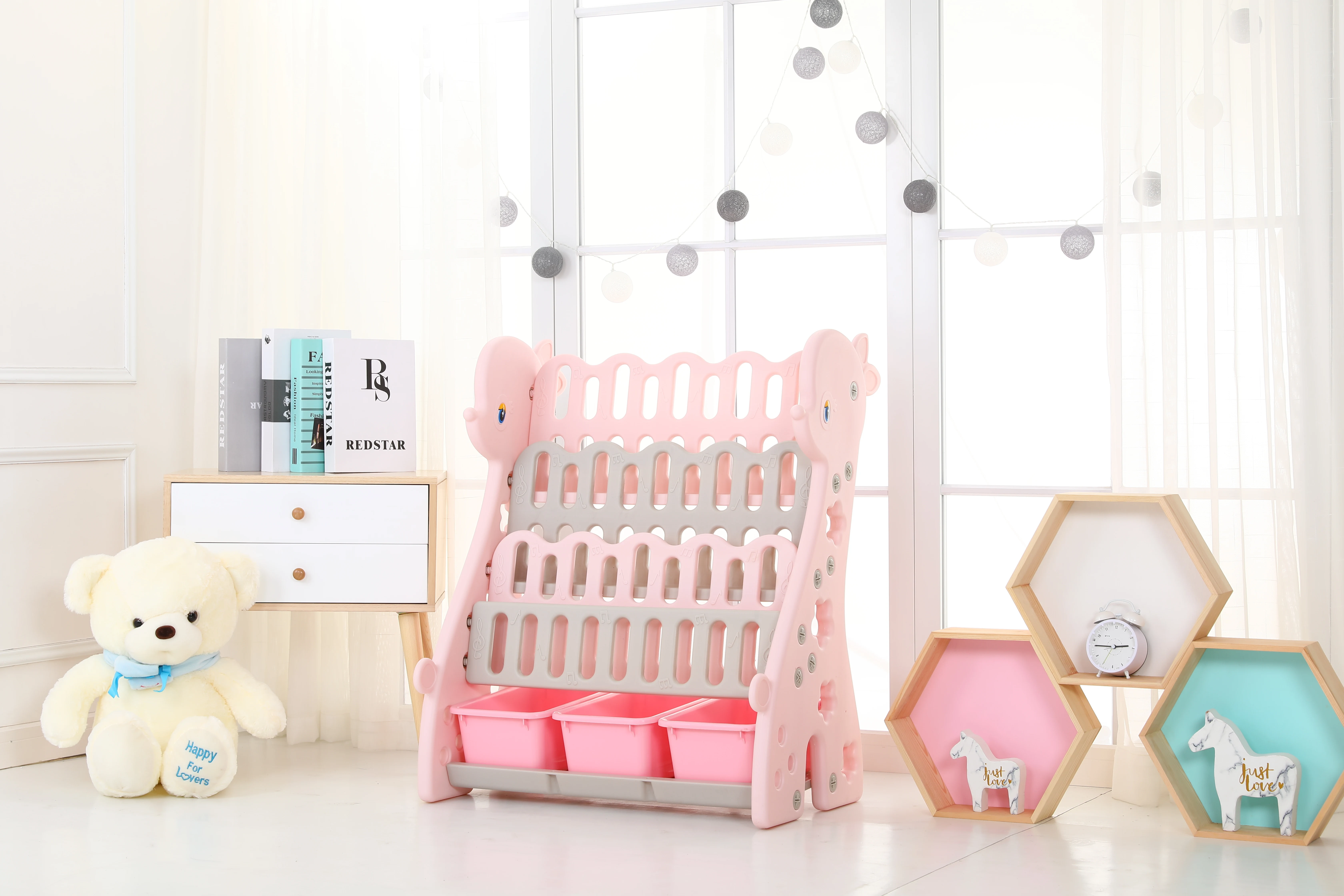 hot sale  double use plastic children  bookself for sale
