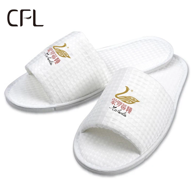 CFL hotel bathroom slipper logo hotel white slippers for hotel guestrooms hospitality supply luxury