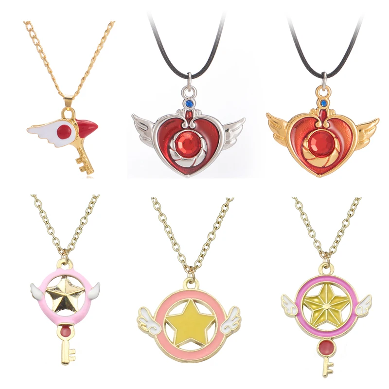 Anime Cardcaptor Sakura Sailor Moon Cartoon Card Captor Heart Wand Cat Rabbit Bird Necklaces