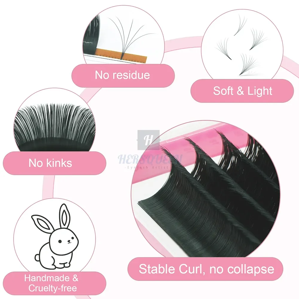 0.07 Premium self fanning eyelash extension wispy mega volume fan lash extensions cashmere soft rapid fanning lashing eyelashes