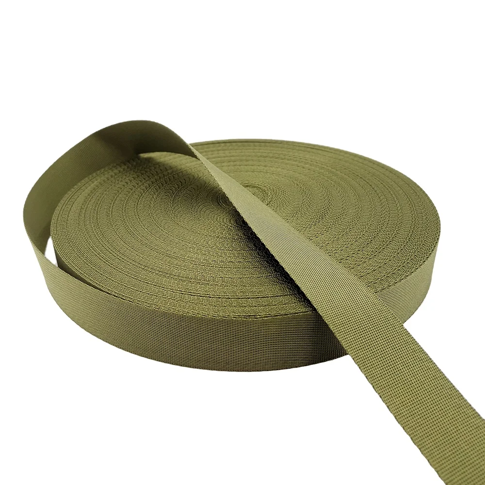 Factory direct army green nylon flat webbing for bag luggage garment polyester tape 38mm webbing nylon strap