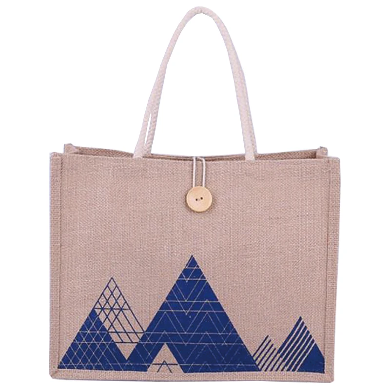 Custom Logo Printed Eco Recycle Natural Foldable Reusable Jute Burlap Linen Laminated Shopping Jute Tote Bags