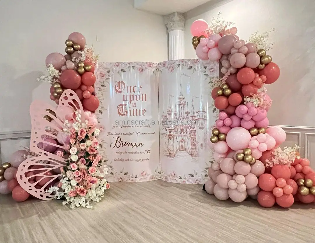 Amina Craft Acrylic backdrop arched background with butterfly wedding birthday event props for wedding decoration