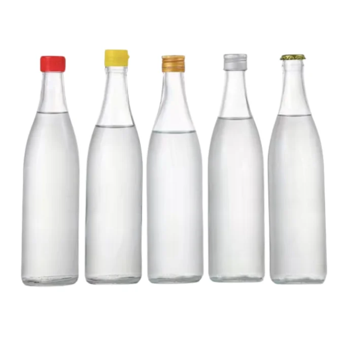 Clear liquor bottle 250ml 500ml 750ml whisky bottle glass with screw cap glass bottle for whiskey