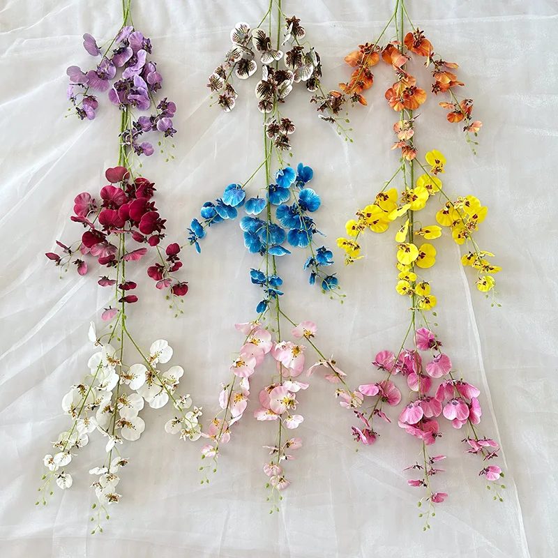 Merle Dancing Orchid Silk Flowers for Wedding and Living Room Decor Includes Stem Interior Wedding Decoration Supplies