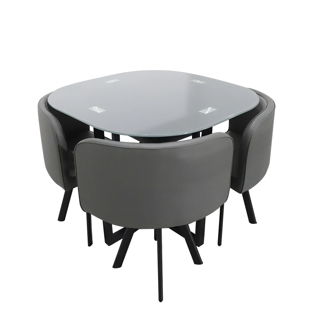 Недорогие круглые металлические ножки для экономии пространства комбинированный обеденный стол с 4 стульями