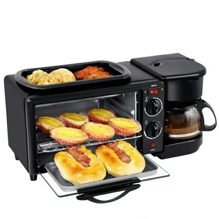 Hot Sales Multifunctional Electric Household Machine Breakfast Makers with Toast Oven 3 in 1 Stainless Steel Mini Waffle Maker
