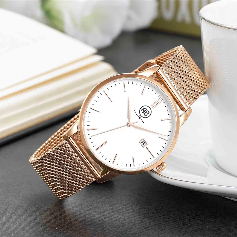 Big Dial Mesh Band Water Resistant Skeleton Automatic Mens Luxury Watches