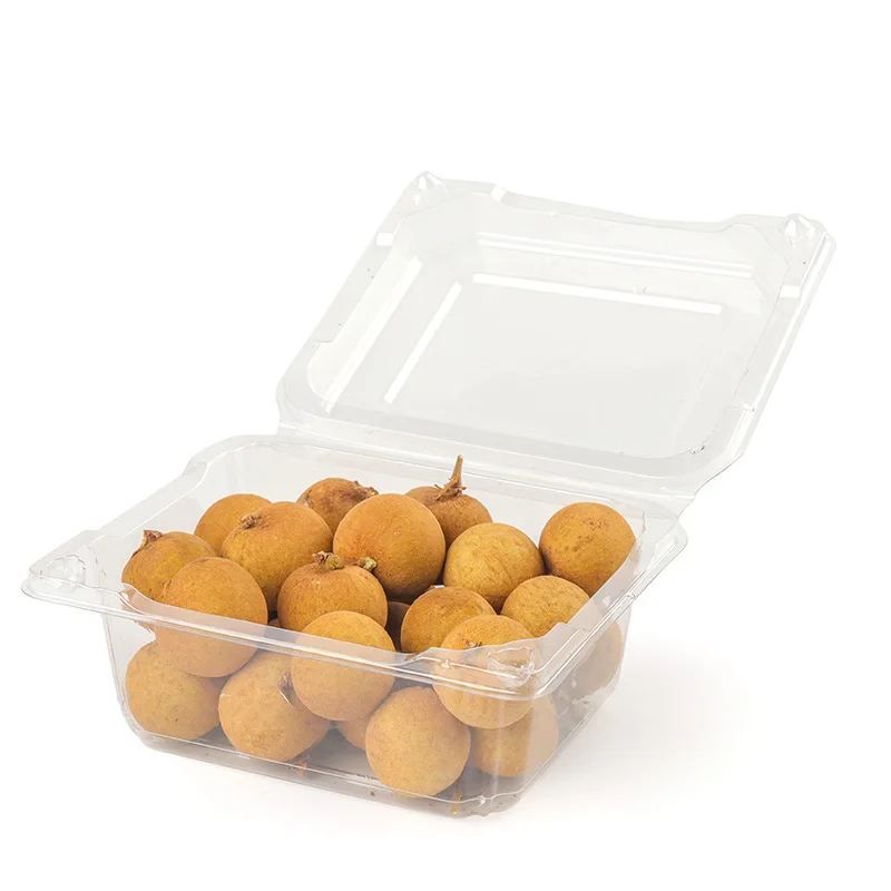 Factory Price Food Fruit Containers Transparent Pet Plastic Blister Box Clamshell Litchi Grape Box Packaging With Lid