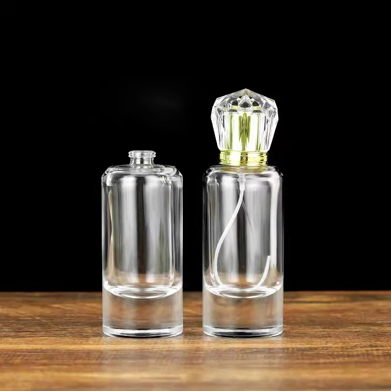 Modern Luxury 30Ml Square Round Crystal Spray Cap Perfume Bottle Empty Refillable Transparent Glass Bottle 50 Ml Perfume Bottle