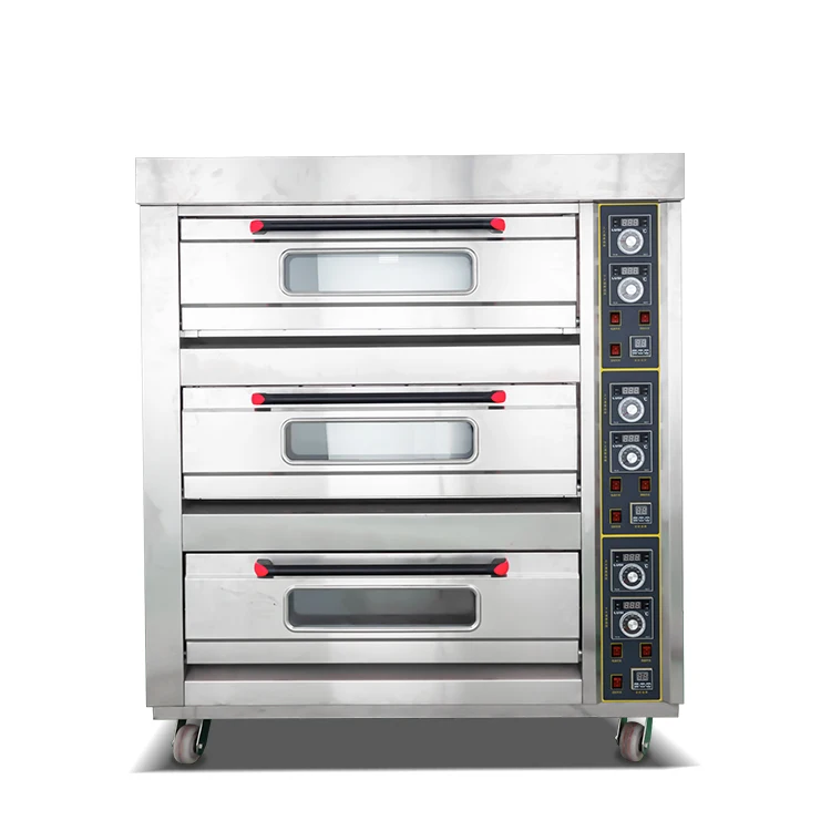 
3 tarys deck oven made in china Commercial Stainless steel pizza bread and cookie Electric Oven 