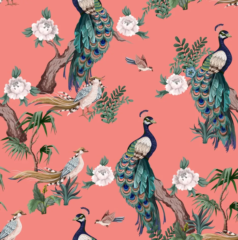 100% polyester custom design Digital Printed Fabric PEACOCK Polyester velvet Fabric