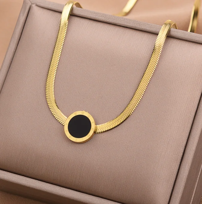 Cross-Border Hot Simple Roman Numerals Snake Bone Chain Ins Wind Stainless Steel Do Not Fade Necklace Female Niche Jewelry