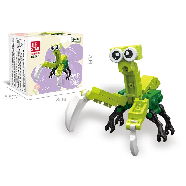 Cute Insect Building Block Mini Cartoon Mantis Spider Snail Model Set Kawaii 3D Diy Bricks Toy Collection Toys for Kids Gift