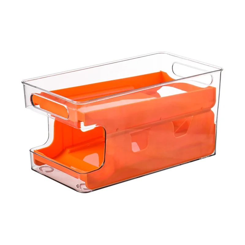 Fridge Clear Can Organizer Stackable Beer Beverage Box Rolling Plastic Soda Can Drink Holder Storage Dispenser